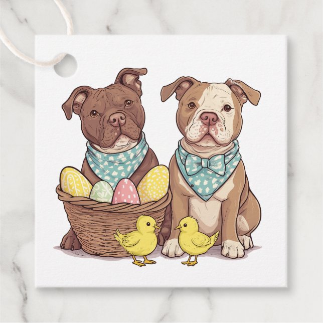 Easter Pit Bull Dogs Favour Tags (Front)