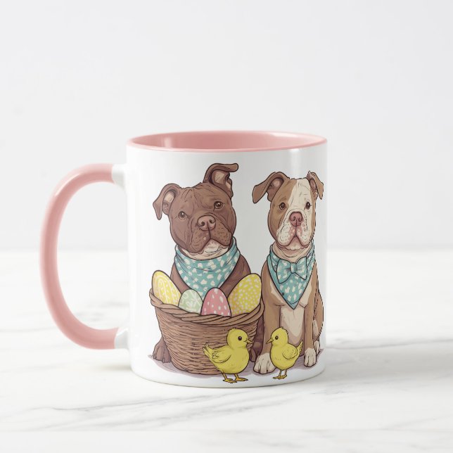 Easter Pit Bull Dogs Mug (Left)