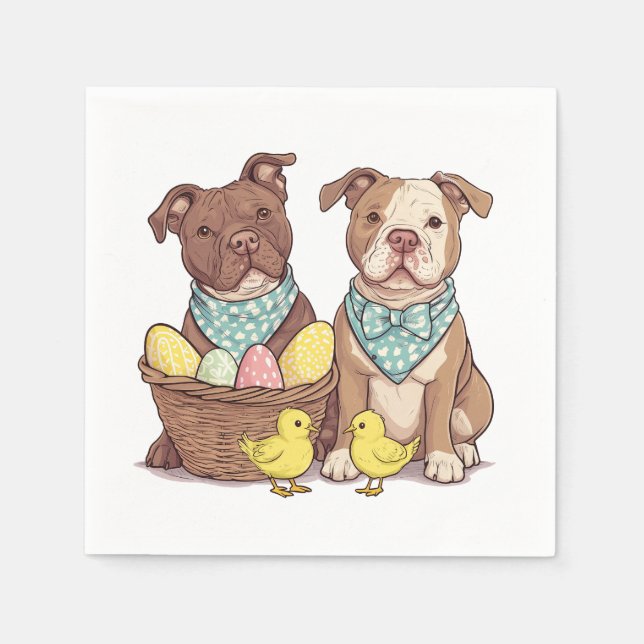 Easter Pit Bull Dogs Napkin (Front)