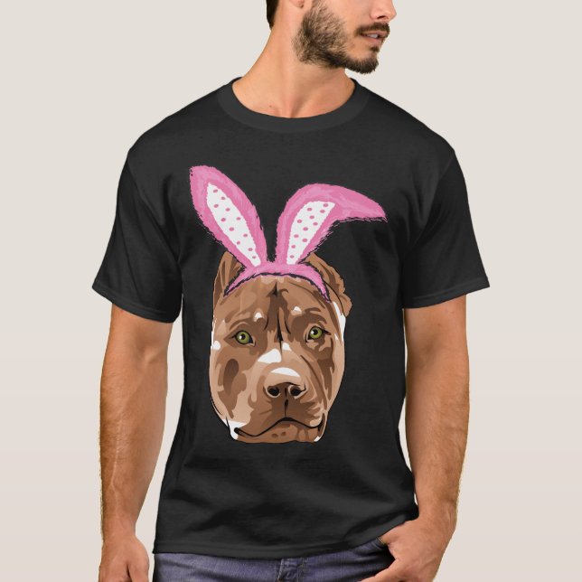 Easter Pitbull Pitbull Bunny Ears T-Shirt (Front)