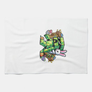 Easter Pixel Gamer Bunny Gaming Toddler Boys Kids  Tea Towel