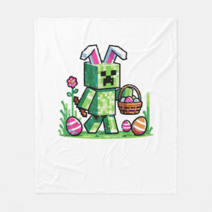 Easter Pixel Gaming Bunny Egg Hunting Boys Kids Yo Fleece Blanket