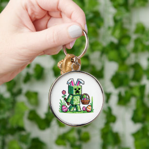 Easter Pixel Gaming Bunny Egg Hunting Key Ring