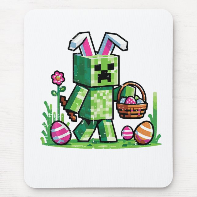 Easter Pixel Gaming Bunny Egg Hunting Mouse Mat (Front)