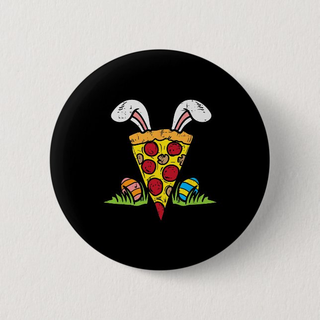 Easter Pizza Slice Bunny Ears Fun Snack Food Lover 6 Cm Round Badge (Front)