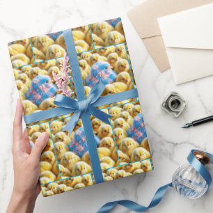 Easter Plaid Chick With Yellow Chicks Wrapping Paper
