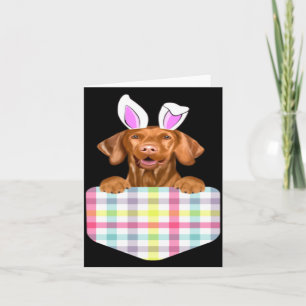 Easter Plaid Vizsla Bunny Dog Card