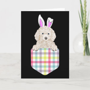 Easter Plaid White Poodle Bunny Dog In Pocket Card
