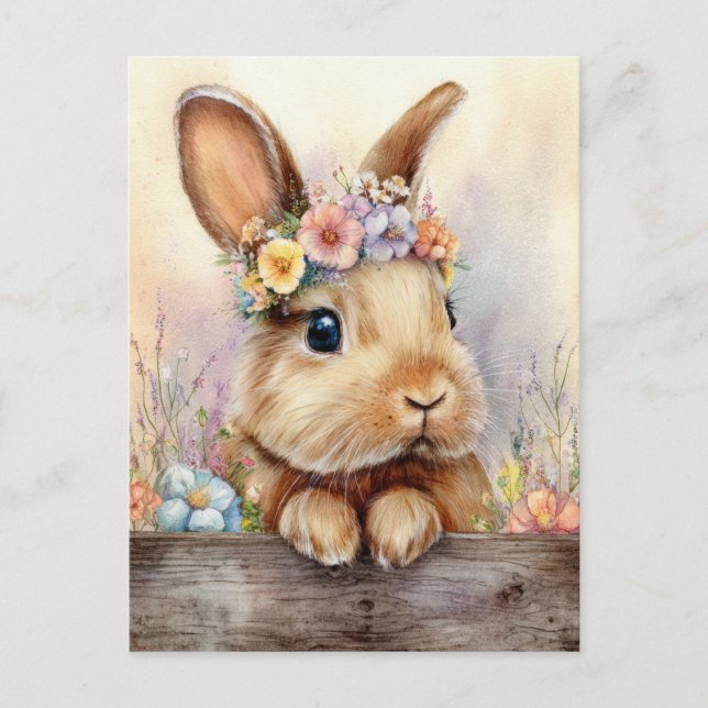 Easter Postcard with Easter Eggs and Bunny (Front)