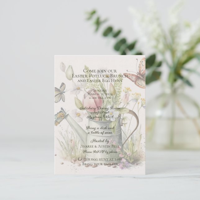 Easter Potluck Brunch Easter Egg Hunt Invitation (Standing Front)