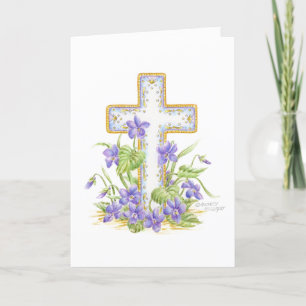 Easter Prayer Violet Cross God To Bless You Holiday Card
