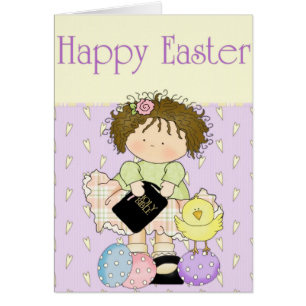 Easter Pretty Girl Easter Holiday Greeting Card 9