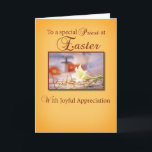 Easter Priest Appreciation Holiday Card<br><div class="desc">Show your appreciation as you wish a priest Happy Easter! This Lily is in focus in front of a cross and thorns.</div>