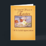 Easter Priest Appreciation Holiday Card<br><div class="desc">Show your appreciation as you wish a priest Happy Easter! This Lily is in focus in front of a cross and thorns.</div>