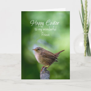 Easter Priest Wren Bird Wishes Holiday Card