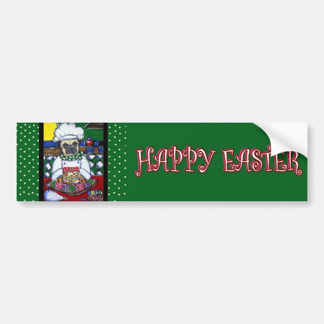 Easter Pug  chef Bumper Sticker (Front)