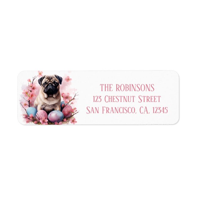 Easter Pug Chocolate  Eggs and Flowers -   (Front)