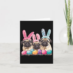 Easter Pug Dog Easter Pug Dog Bunny Ears Easter Eg Card