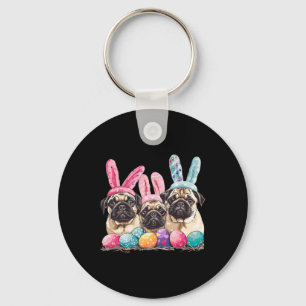 Easter Pug Dog Easter Pug Dog Bunny Ears Easter Eg Key Ring