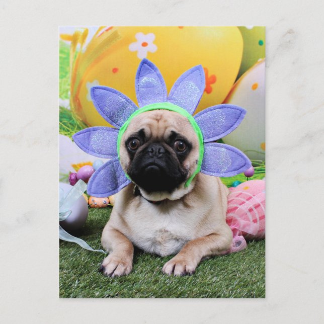 Easter - Pug - Louie Holiday Postcard (Front)