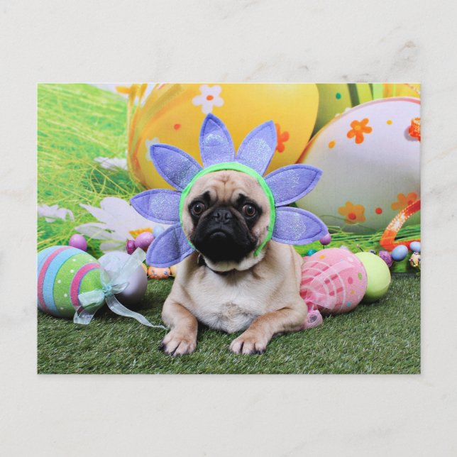 Easter - Pug - Louie Holiday Postcard (Front)