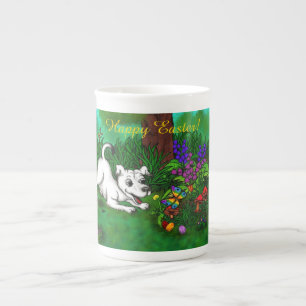 Easter - Puppy Capo and Butterfly Bone China Mug
