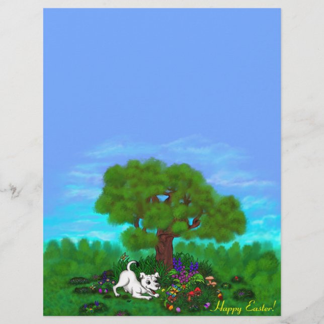 Easter - Puppy Capo and Butterfly Custom Letterhead (Front)