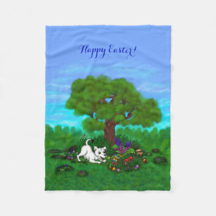 Easter - Puppy Capo and Butterfly Fleece Blanket