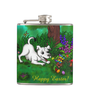 Easter - Puppy Capo and Butterfly Hip Flask
