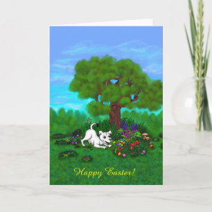 Easter - Puppy Capo and Butterfly Holiday Card