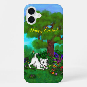 Easter - Puppy Capo and Butterfly iPhone 16 Plus Case