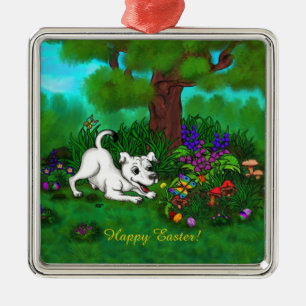 Easter - Puppy Capo and Butterfly Metal Tree Decoration