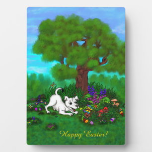 Easter - Puppy Capo and Butterfly Plaque