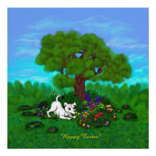Easter - Puppy Capo and Butterfly Poster