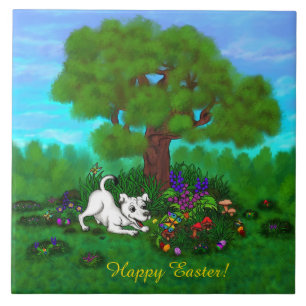 Easter - Puppy Capo and Butterfly Tile