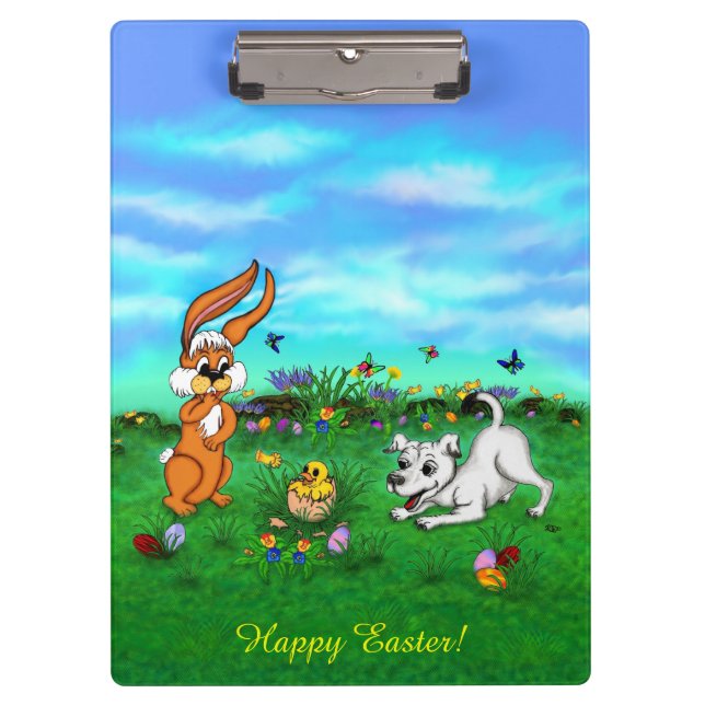 Easter - Puppy Capo Rabbit and Chick Clipboard (Front)