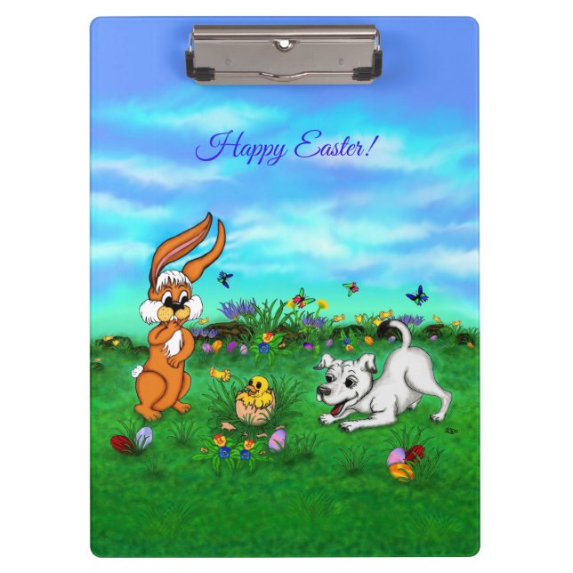 Easter - Puppy Capo Rabbit and Chick Clipboard (Front)