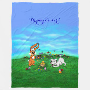 Easter - Puppy Capo Rabbit and Chick Fleece Blanket