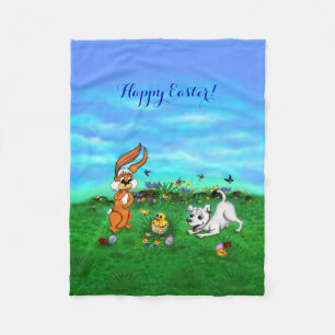 Easter - Puppy Capo Rabbit and Chick Fleece Blanket