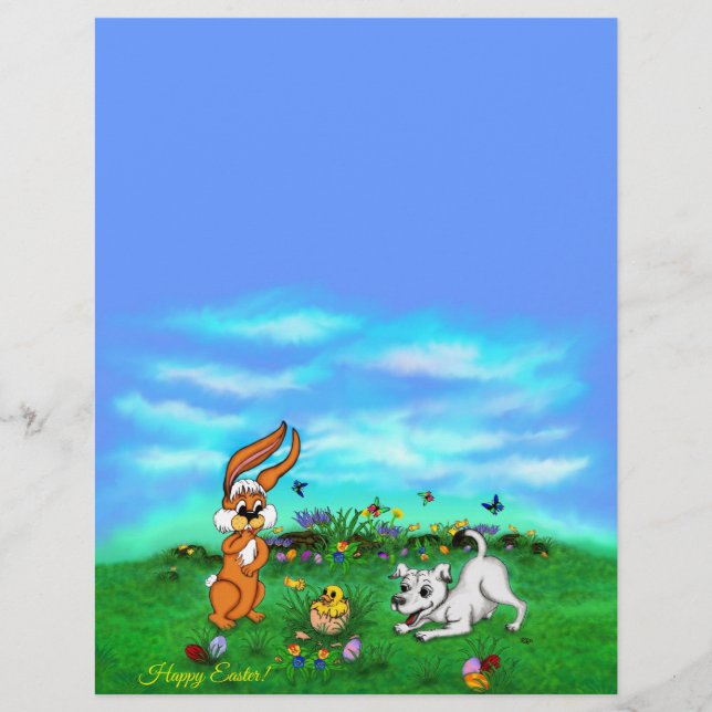Easter - Puppy Capo Rabbit and Chick Letterhead (Front)