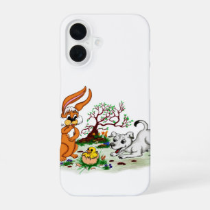 Easter - Puppy Capo with Rabbit and Chick iPhone 16 Case