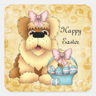 Easter Puppy Holiday cartoon sticker