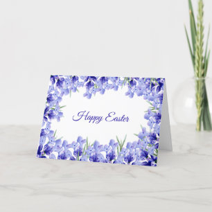 Easter Purple Flowers Watercolor Vintage Holiday Card