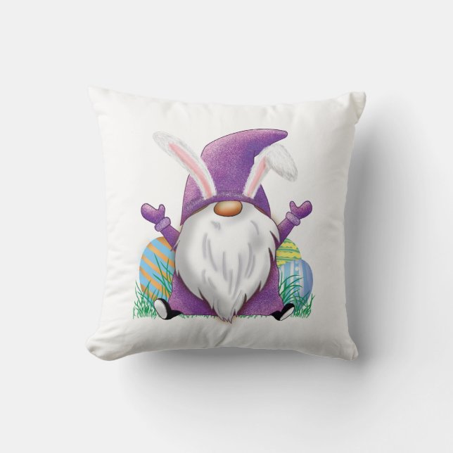 Easter Purple Gnome    Cushion (Front)