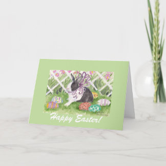 Easter Rabbit and Eggs Greeting Card