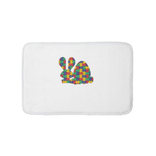 Easter Rabbit Autism Awareness Puzzle Piece Autist Bath Mat