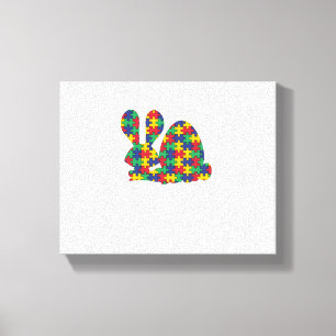 Easter Rabbit Autism Awareness Puzzle Piece Autist Canvas Print