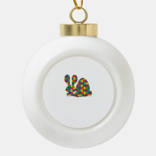 Easter Rabbit Autism Awareness Puzzle Piece Autist Ceramic Ball Christmas Ornament