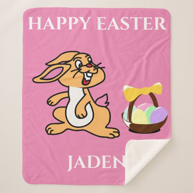 Easter rabbit & basket sherpa fleece blanket. sherpa blanket (Front)