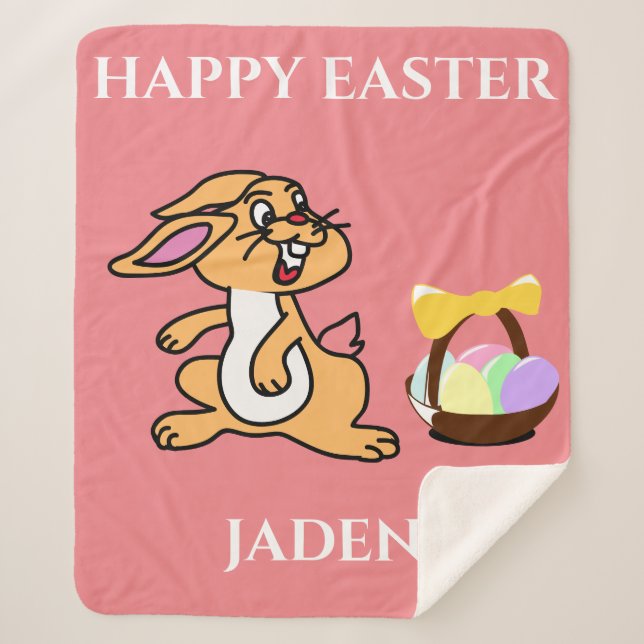 Easter rabbit & basket sherpa fleece blanket. sherpa blanket (Front)